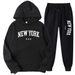New York American For Men And Women Fashion Letter Print Graphic Sweatshirt Loose Casual Hoodie Set_desvips.com