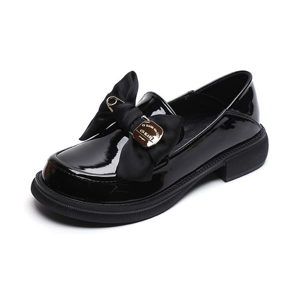 Thick-soled Loafer's Spring And Autumn Retro British Style Small Leather Black Bow Slip-on Soft-soled Single_desvips.com