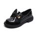 Thick-soled Loafer's Spring And Autumn Retro British Style Small Leather Black Bow Slip-on Soft-soled Single_desvips.com