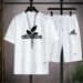 New Men's Waffle Short Sleeve Set Summer Sports Casual Two-Piece Trendy_desvips.com