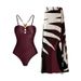 New Positioning Print Swimsuit Women's One-piece Belly Cover-up Slimming Sexy Sunscreen Gauze Skirt Beach Bikini Set_desvips.com