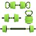 Set Pesi Da Palestra 4 In 1 Da 20kg, Convertibile In Kettlebell, 2 Manubri, Bilanciere E Supporto Flessioni, Verde_desvips.com