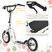 Kinderroller Scooter Tretroller Mit Verstellbarem Lenker, Großen Rädern Und Handbremse Kickscooter 12 Zoll Cityroller Für Jungen Und Mädchen Ab 5 Jahre Bis 100 Kg Metall Weiß_desvips.com