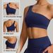 2025 Cross-border One-shoulder Shockproof Elastic Breathable Yoga Vest Outdoor Running Sports Bra For Women_desvips.com