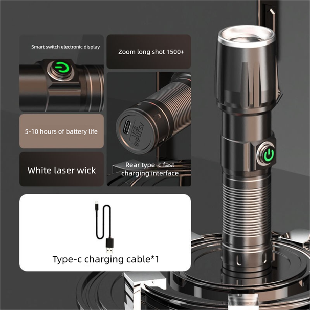 New LED High Brightness Flashlight Rechargeable USB Outdoor Ultra Bright Home Emergency Gas Light Long Range Spotlight_desvips.com