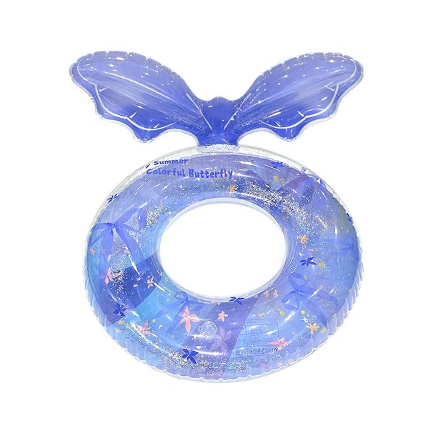 Kids Inflatable Swim Ring With Glitter Petals - Thickened Eco-Friendly PVC Pool Float For Beginners (Cartoon Design Non-Toxic Max 60lbs)_desvips.com