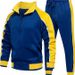 Men's Color Block Hooded Jogging Set - Breathable Polyester Running Jacket & Pants 2-Piece Outfit For Winter_desvips.com
