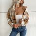 Women's clothing short plaid cardigan lapel jacket women_desvips.com