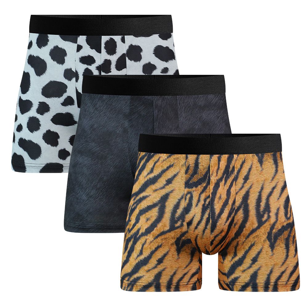 NOKO 3-pack Men's Underwear Personalized Digital Printing Breathable And Comfortable Boys' Boxer Briefs Trendy And Fashionable Men's Trousers_desvips.com