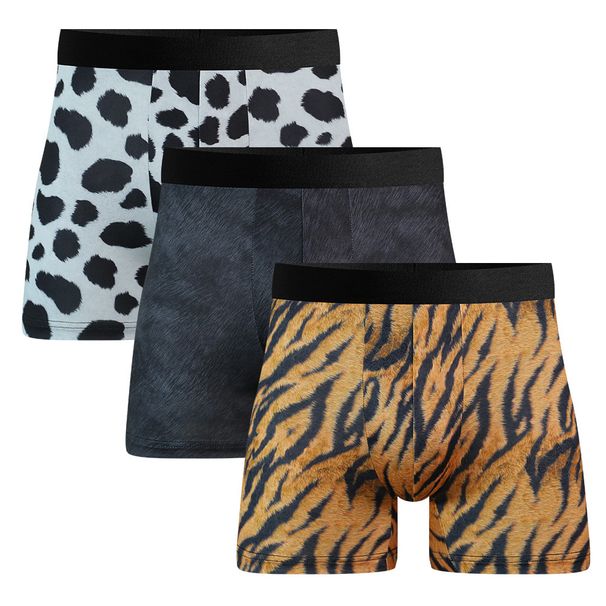 NOKO 3-pack Men's Underwear Personalized Digital Printing Breathable And Comfortable Boys' Boxer Briefs Trendy And Fashionable Men's Trousers_desvips.com