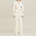 Women's clothing fashion new heavy beaded diamond one-button suit jacket wide-leg pants suit two pieces_desvips.com