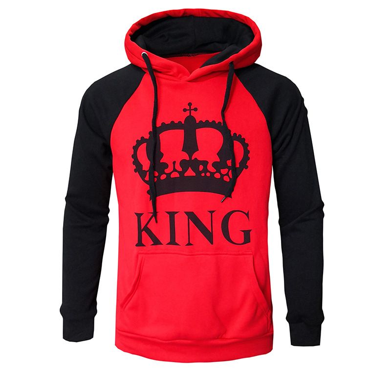 Men's Clothing autumn and winter new hooded pullover color matching couple sweatshirt_desvips.com