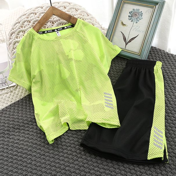 Boys' Short Sleeve Sportswear Set - 2-Piece Cotton Blend Outfit For Active Kids (8+ Years) - Breathable & Comfortable Summer Clothes_desvips.com