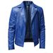 Men's PU Leather Jacket Men's Stand Collar Punk Motorcycle Leather Jacket_desvips.com