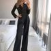 Women's long skirt jumpsuit slanted placket mid-waist temperament commuting jumpsuit_desvips.com