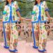 Women's Clothing graffiti print satin short-sleeved lapel shirt + trousers casual two-piece suit_desvips.com