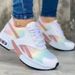 Single shoes new fashion low-top shoes daddy round head mid-heel lace-up net casual style sneakers_desvips.com