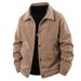 2025 Autumn/Winter Cross-Border Men's Corduroy Collar Solid Color Business Casual Thickened Fleece-Lined Jacket For_desvips.com