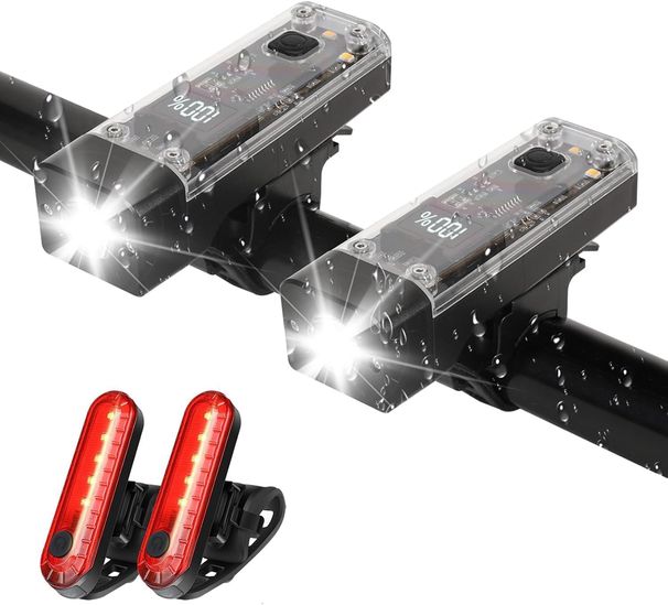 2 Pack Bike Lights Front And Back, USB-C Rechargeable Bicycle Lights Front And Rear, Headlight And Tail Light Set, IPX4 Waterproof High Lumens LED_desvips.com