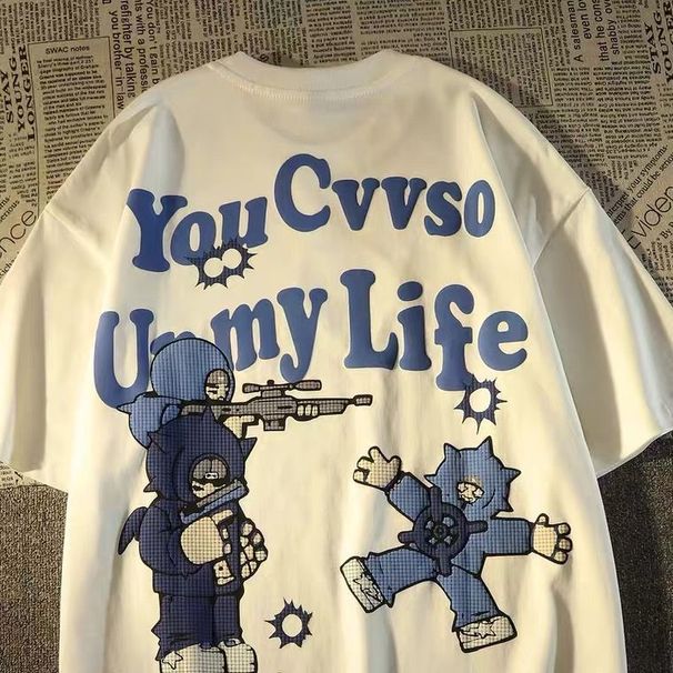 100% Cotton American Hip Hop Short Sleeve T-Shirt For Women Summer Loose Street Style National Trend Brand Top_desvips.com