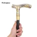 Golden White Wolf Head Flower Totem Relief Walking Cane Fashion Walking Stick Gentleman Crosier Knob Walking Stick 93cm_desvips.com