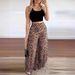 Women's Clothing Elegant print belted tank top leopard print high-waisted wide-leg pant suit_desvips.com