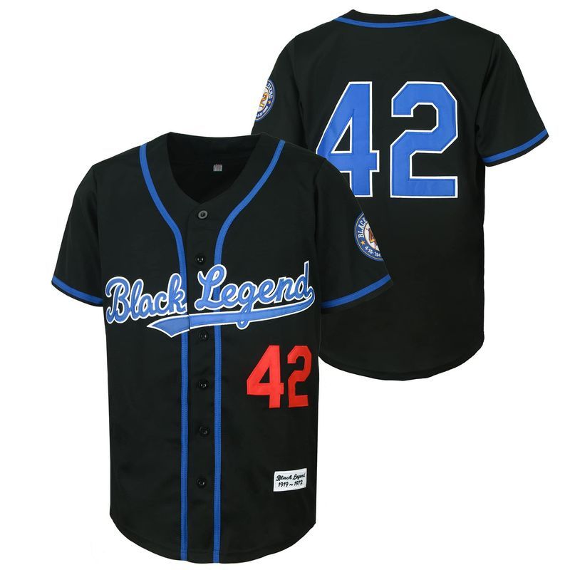 42 Black Embroidered Hip-hop American Oversized Shirt Baseball Jersey Couple_desvips.com