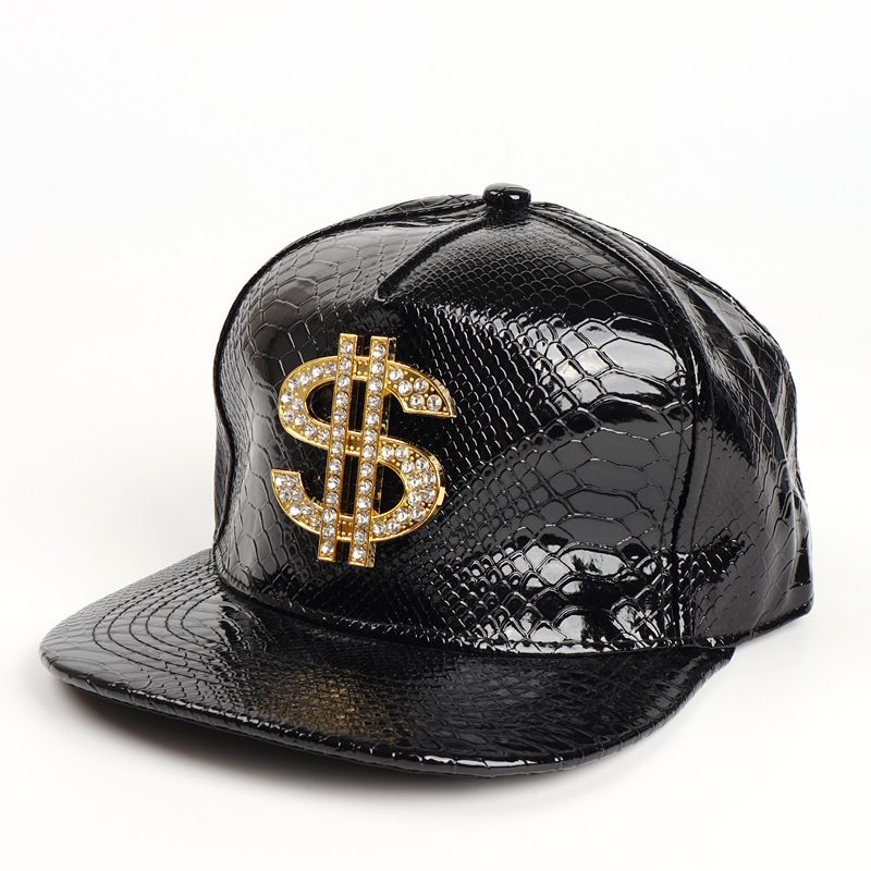 Crocodile Pattern Gold Dollar Sign Korean Style Trendy Brand Hip-Hop Street Dance Flat Brim Sun Hat Baseball Cap_desvips.com