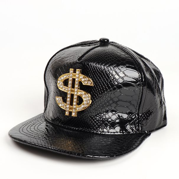 Crocodile Pattern Gold Dollar Sign Korean Style Trendy Brand Hip-Hop Street Dance Flat Brim Sun Hat Baseball Cap_desvips.com