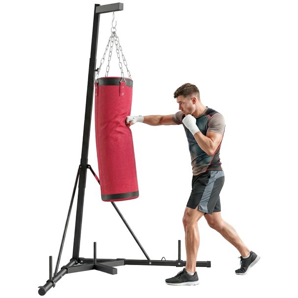 Boxsackständer 185-231cm Höhenverstellbar Freistehender Boxsackhalter Mit Boxsack Dreiecksbasis Gewichtenhalter_desvips.com