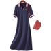 2025 Summer New Polo Collar Color Block Slim Fit Casual Versatile Sports Dress For Women_desvips.com