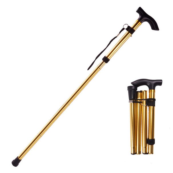 ghinwan Aluminum Alloy Folding Walking Stick Crutches Portable Walking Stick Mountaineering Trekking Pole NWANST_desvips.com