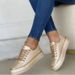 Women Metal Chain Sneakers Thick Bottom Low-top Sports Shoes Lace Up Flats Lightweight Walking Trainers Deportivas De_desvips.com