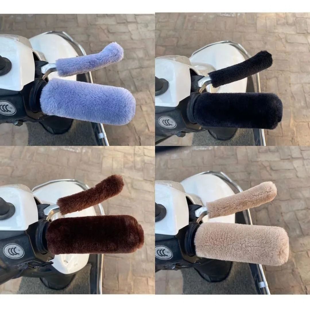 Electric Scooter Gloves Winter Cold-Proof Warm Rabbit Fur Motorcycle Tricycle Handlebar Brake Covers_desvips.com