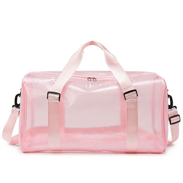 Large Capacity Transparent Duffel Jelly Lightweight Shoulder Handbag Travel Bag Sports Swimming Yoga Fitness_desvips.com