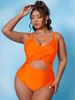 Large Size Solid Color Swimsuit Women's Conservative High Waist Tight One-piece Bikini Swimsuit_desvips.com