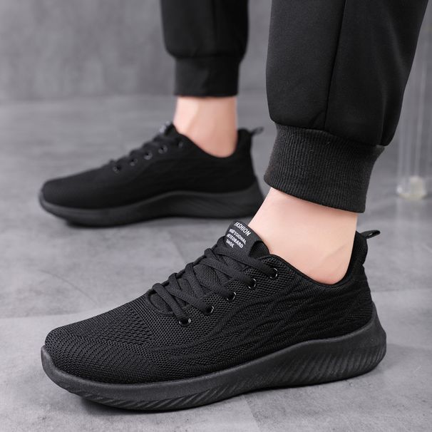 Sneakers Men's Shoes 2025 Spring And Autumn New Mesh Breathable Running Shoes Lightweight Shoes Men's Trendy Shoes Running Shoes Black_desvips.com