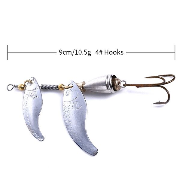 Spinner Blade Metal Lure 7.2g 7.5g 8.3g Metal Spinning Spoon Fishing Lure Hard Artificial Bait With Treble Hooks Husillo_desvips.com