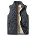 Men's Fleece-Lined Vest With Stand Collar - Trendy Winter Padded Sleeveless Jacket, Warm & Stylish Casual Layering (Black/Gray, L-5XL)_desvips.com