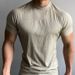 Summer Sports Outdoor Training Short Men's Slim Fit Elastic Quick-Dry Raglan Sleeve Small Neckline T-Shirt Solid Color_desvips.com