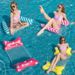 Inflatable Water Hammock With Mesh Net - Foldable Floating Bed For Pool Lake & Beach (Striped Design Heavy-Duty PVC)_desvips.com