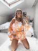 Women's Clothing camouflage irregular printed casual shorts three-piece suit _desvips.com