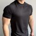 Summer Sports Outdoor Training Short Men's Slim Fit Elastic Quick-Dry Raglan Sleeve Small Neckline T-Shirt Solid Color_desvips.com