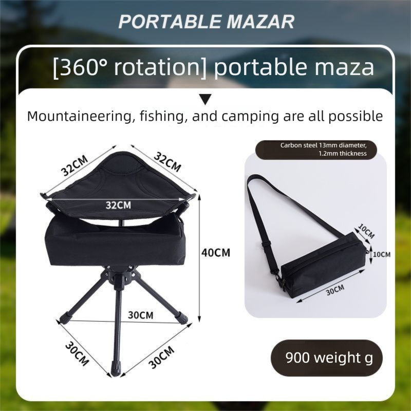 Outdoor Chair, Portable Fishing Camping Triangular Swivel Stool, Lightweight Small Folding Stool_desvips.com