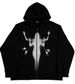 Street Hip Hop Gothic Y2k Black Zipper Hoodie Rock Harajuku Jacket Sweatshirt For Women_desvips.com