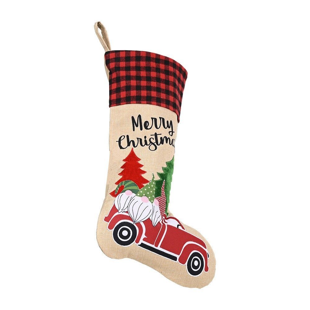 001 Cross-Border Decoration Supplies Forest Old Man Car Burlap Christmas Socks Gift Bag_desvips.com