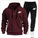 Men's Sports Suit Zipper Hood Multi-Pocket And Jogging Pants Casual Sportswear Autumn Winter 2-Piece Set_desvips.com