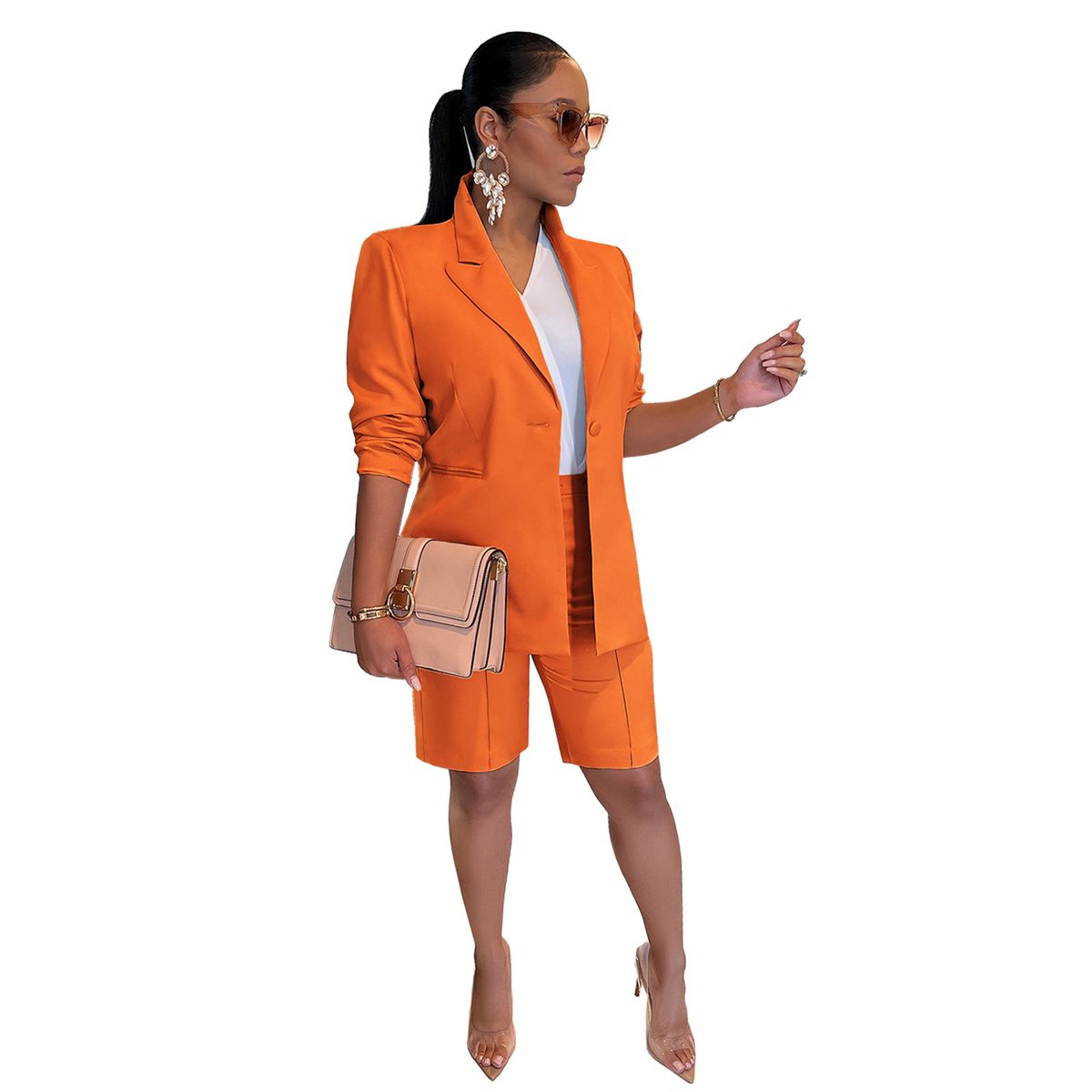 Women's Clothing suit jacket shorts suit OL office commuting solid color spring and autumn_desvips.com