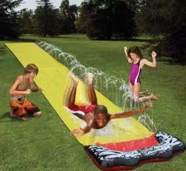 Inflatable PVC Water Slide With Sprayer Outdoor Slip Slide For Kids Adults Double Lane Splash Pool Wave Board Included_desvips.com