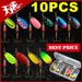 10pcs Fishing Lure Metal Spoon Spinner Spoonbait Crankbaits Fishing Wobblers Pike Crochet Kit Artificial Bait With Tackle Boxes_desvips.com